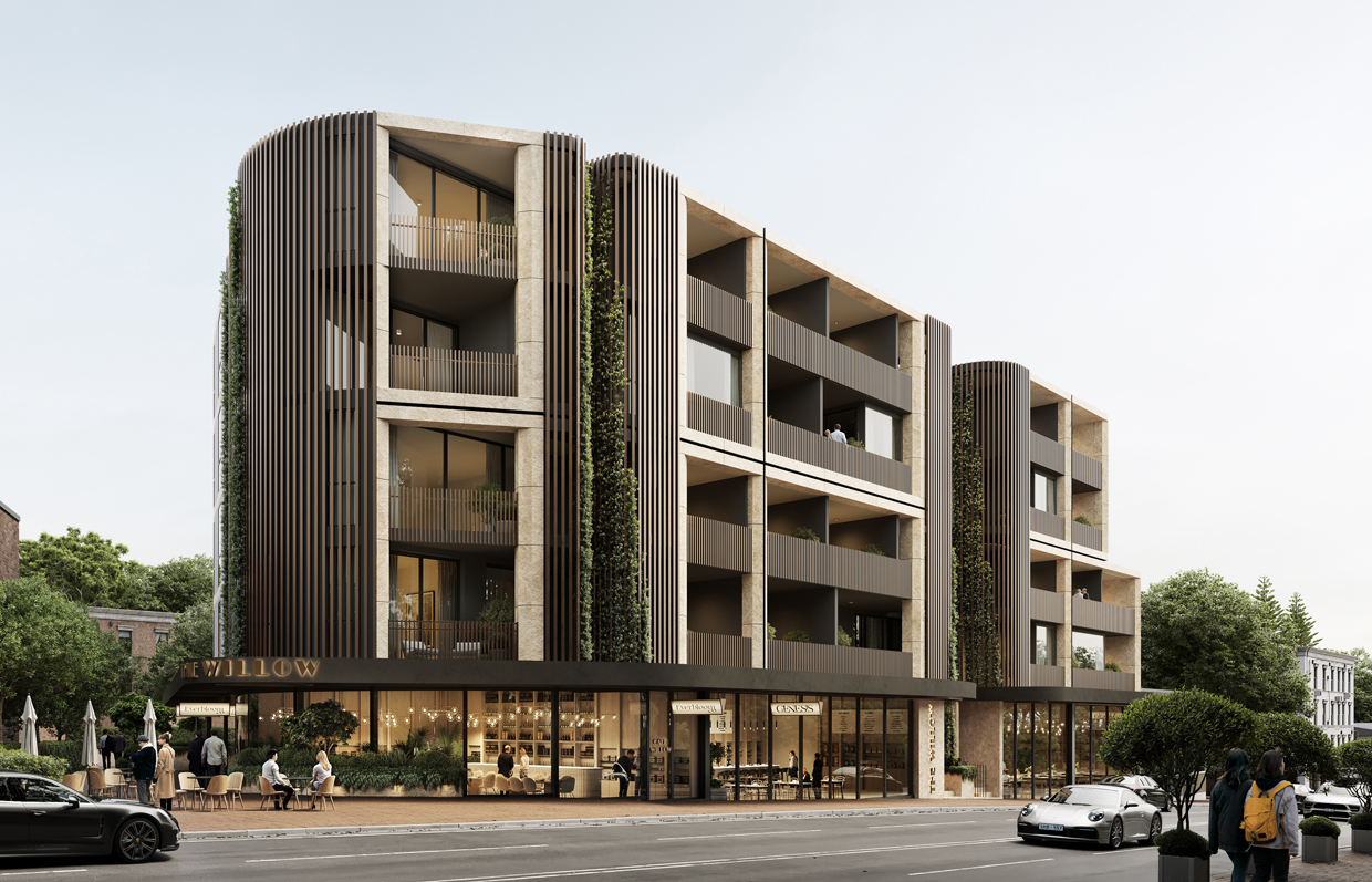 Exterior of Luxury apartment block in North Willoughby Lower North Shore Sydney NSW by Arkhaus