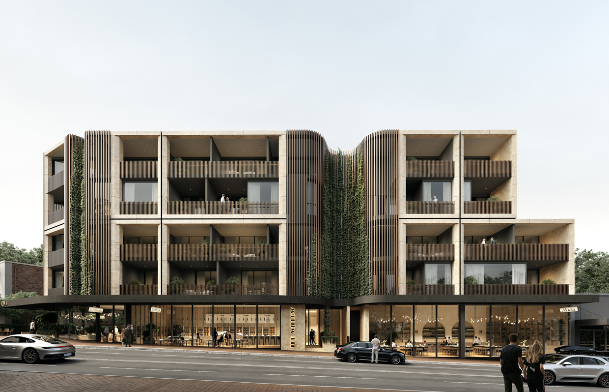 Exterior of Luxury apartment block in North Willoughby Lower North Shore Sydney NSW by Arkhaus