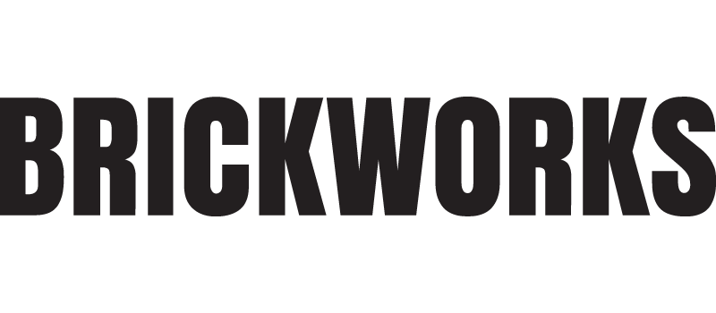Bold black text in capital letters spelling "BRICKWORKS" on a white background, reflecting some of the best duplex designs imagined by a Sydney duplex architect.